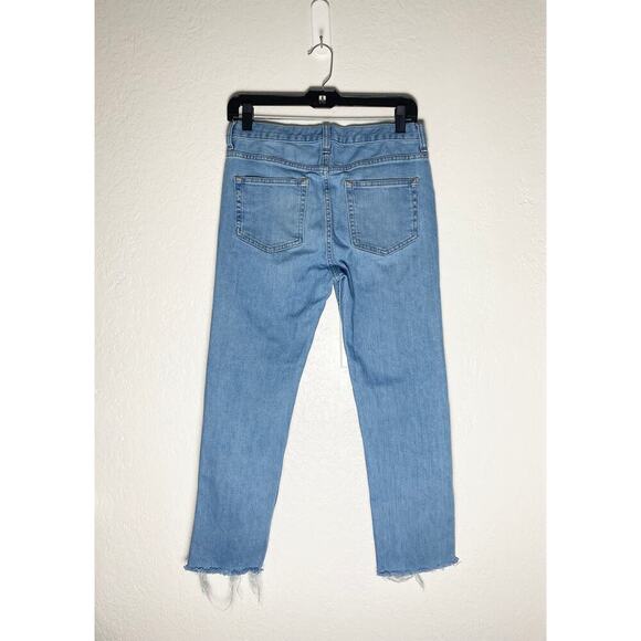 Everlane Women's Mid Rise Straight Ankle Jeans Raw Hem Stretch 26 Denim Baggy - Picture 2 of 6